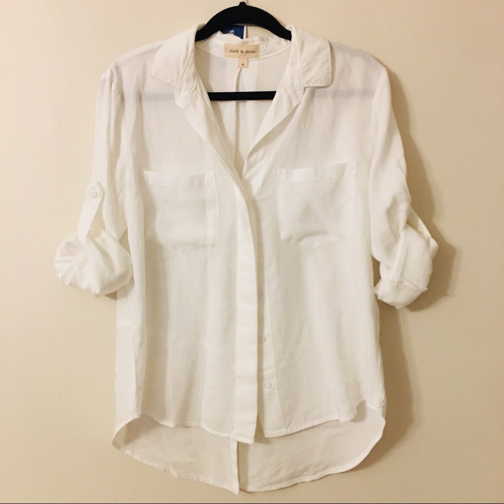 Anthropologie | Cloth & Stone White Split Back Top - Picture 3 of 8
